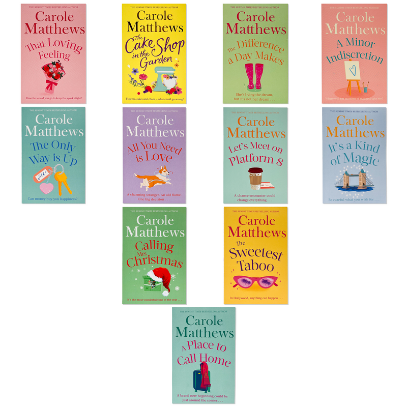 ["9780678463628", "A Minor Indiscretion", "A Place to Call Home", "All You Need is Love", "beloved author", "bestselling romance author", "bestselling women's fiction", "book club reads", "book recommendations", "book series for women", "British romance", "Calling Mrs Christmas", "captivating novels", "Carole Matthews books", "Carole Matthews novels", "character-driven stories", "charming love stories", "classic romance fiction", "compelling romance", "contemporary love stories", "contemporary romance", "cozy reads", "cozy romance", "delightful fiction", "easy reads", "emotional journeys", "emotional reads", "enchanting romance", "engaging fiction", "engaging love stories", "family drama", "feel-good fiction", "fiction for women", "friendship and love", "heartfelt novels", "heartwarming stories", "holiday reads", "holiday romance", "humorous fiction", "inspirational romance", "It’s a Kind of Magic", "Let’s Meet on Platform 8", "life-affirming stories", "lighthearted books", "love stories", "must-read romances", "page-turning romance", "popular author", "popular romance novels", "relationship drama", "relationship stories", "romance series", "romantic adventures", "romantic book collection", "romantic drama", "romantic escapades", "romantic escapism", "romantic fiction", "romantic fiction author", "romantic plot", "romantic sagas", "romantic suspense", "romantic tales", "romantic themes", "second chance romance", "small town romance", "summer reads", "That Loving Feeling", "The Cake Shop in the Garden", "The Difference a Day Makes", "The Only Way is Up", "The Sweetest Taboo", "timeless romance", "touching romance", "uplifting fiction", "uplifting reads", "village life novels", "women's fiction"]