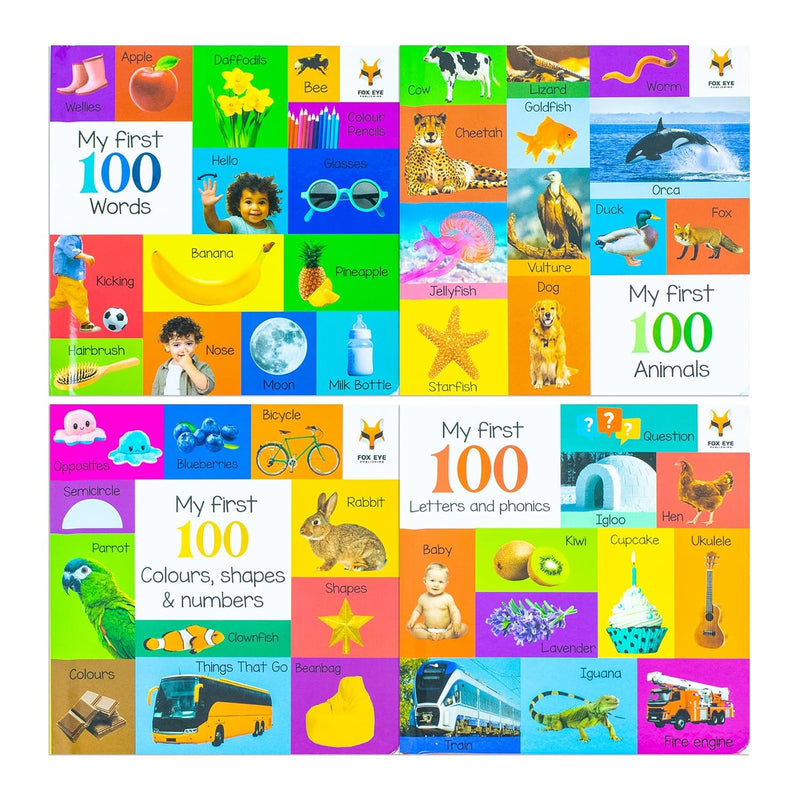 ["9781804458129", "Animals", "books for childrens", "Children Book", "children books", "children collection", "childrens books", "Childrens Books (0-3)", "Colours", "first 100", "first 100 animals", "first 100 colours shapes and numbers", "first 100 letters and phonics", "first 100 words", "fox eye", "fox eye publishing", "Letters and Phonics", "My First 100 Words Box Set", "Shapes and Numbers"]