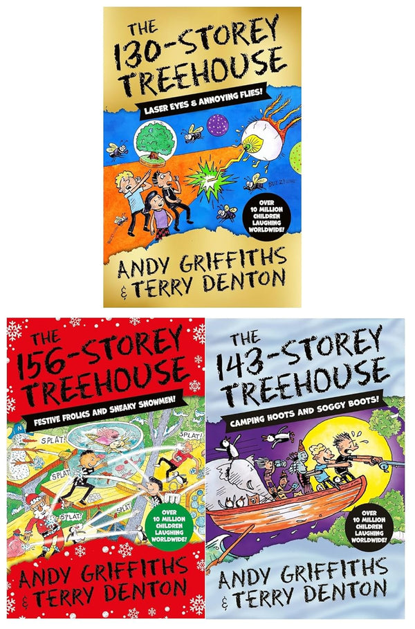 The Treehouse Series 3 Books Collection Set (The 130-Storey Treehouse, The 143-Storey Treehouse & The 156-Storey Treehouse) by Andy Griffiths & Terry Denton