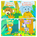 Where's the Monkey? And Friends 4 Books Collection Set (Monkey, Elephant, Tiger, Zebra)