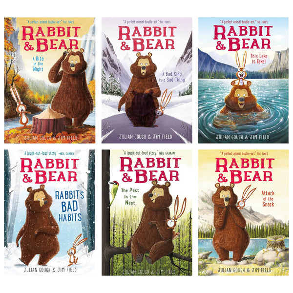 The Rabbit and Bear Collection 6 Books Set by Julian Gough (This Lake is Fake!, Rabbit's Bad Habits, The Pest in the Nest, Attack of the Snack, A Bite in the Night and A Bad King is a Sad Thing)