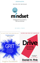 Mindset - Updated Edition, Grit, Drive The Surprising Truth About What Motivates Us 3 Books Collection Set