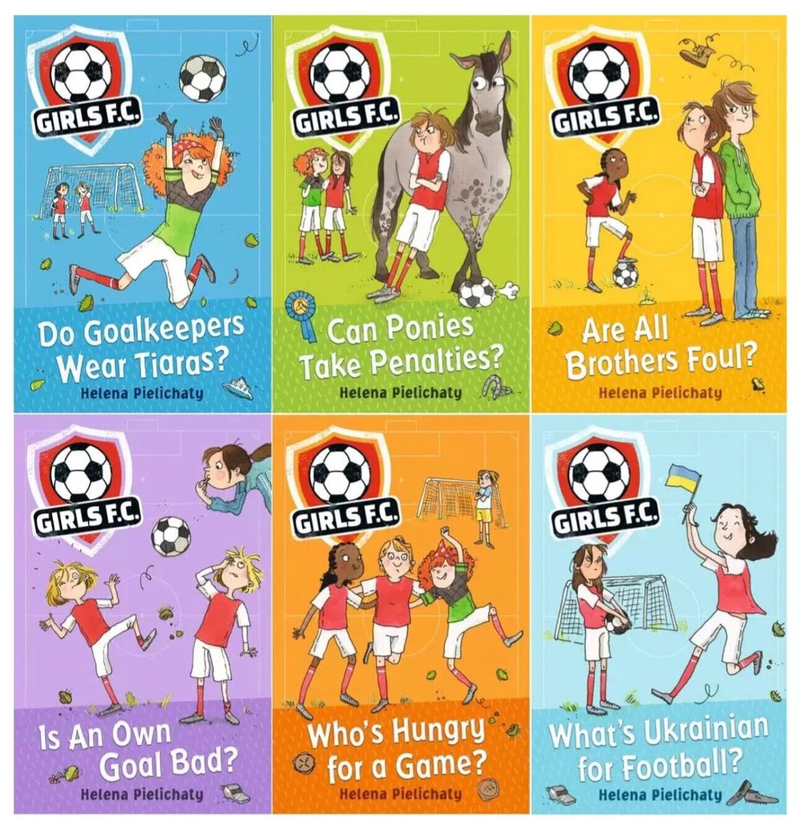 ["9781406388138", "Are All Brothers Foul", "Can Ponies Take Penalties", "Childrens Books (7-11)", "cl0-PTR", "Do Goalkeepers Wear Tiaras", "football books set", "Girls F.C. Collection", "Girls FC books set", "Girls FC Collection", "Girls FC Series", "Helena Pielichaty", "Is An Owl Goal Bad", "junior books", "Whats Ukrainian For Football", "Who Ate All The Pies"]