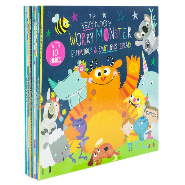 The Very Hungry Worry Monster Behaviour and Emotions Library 10 Book Set Collection: (Can I Have a Hug?, Time for School No Worries, Bee Kind, Be You, Rhino Corn, K is for Kindness)