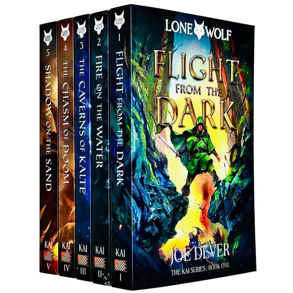 Lone Wolf Series Books 1 - 5 Collection Set by Joe Dever (Flight from the Dark, Fire on the Water, Caverns of Kalte, Chasm of Doom & Shadow on the Sand)