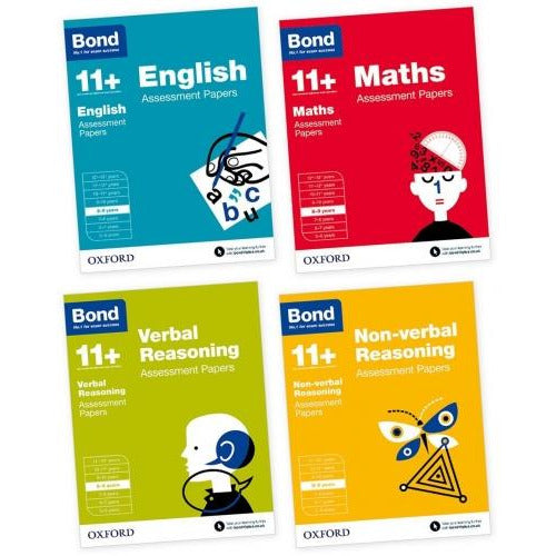 Bond 11 Plus Assessment Papers English Maths Verbal And Non Verbal For Ages 8-9 Years 4 Books Collection Set - books 4 people